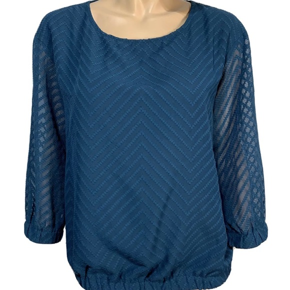 Ann Taylor Factory Textured Blouse Sheer Sleeves S - Picture 1 of 8